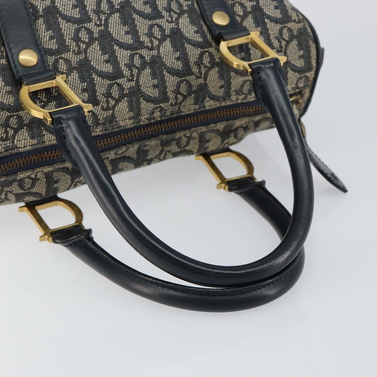 Christian Dior Trotter Canvas Hand Bag Canvas Navy Auth ep11158