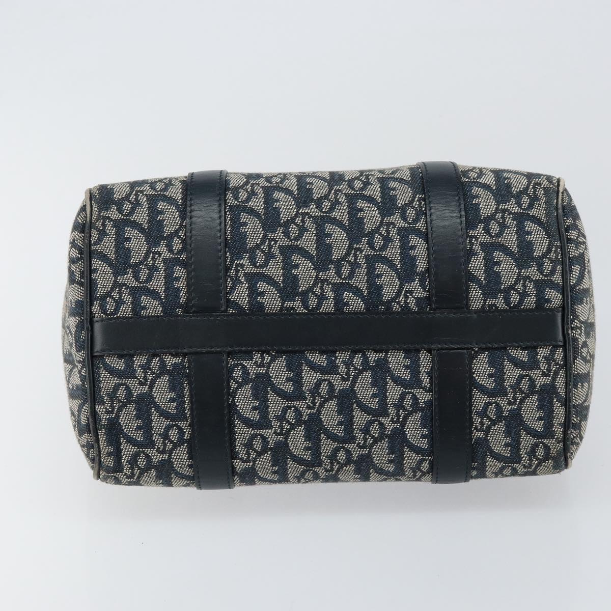 Christian Dior Trotter Canvas Hand Bag Canvas Navy Auth ep11158