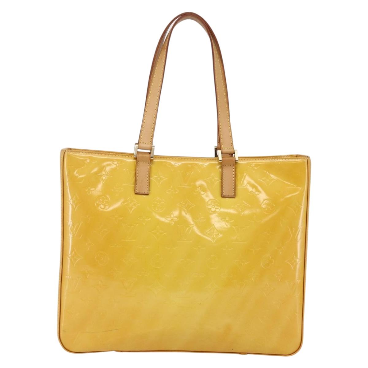 LOUIS VUITTON Monogram Vernis Columbus Tote Bag Lime Yellow M91047 Auth ep11160