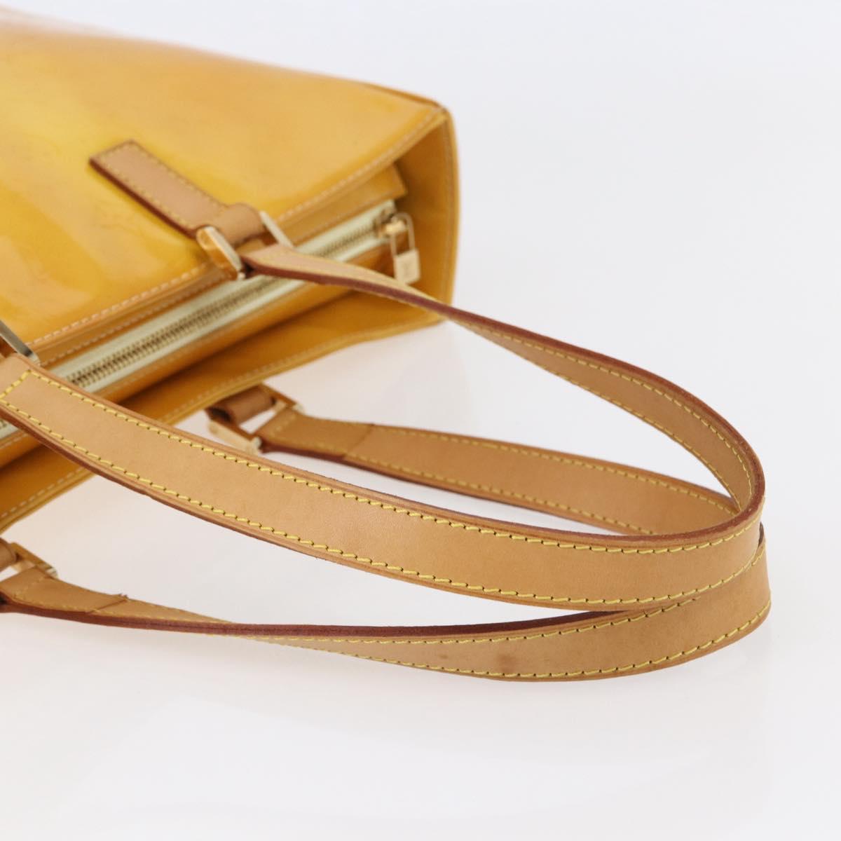 LOUIS VUITTON Monogram Vernis Columbus Tote Bag Lime Yellow M91047 Auth ep11160