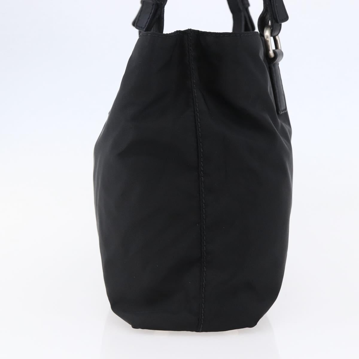 PRADA Hand Bag Nylon Black Silver Auth ep11161