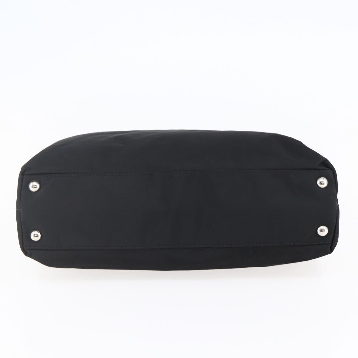 PRADA Hand Bag Nylon Black Silver Auth ep11161