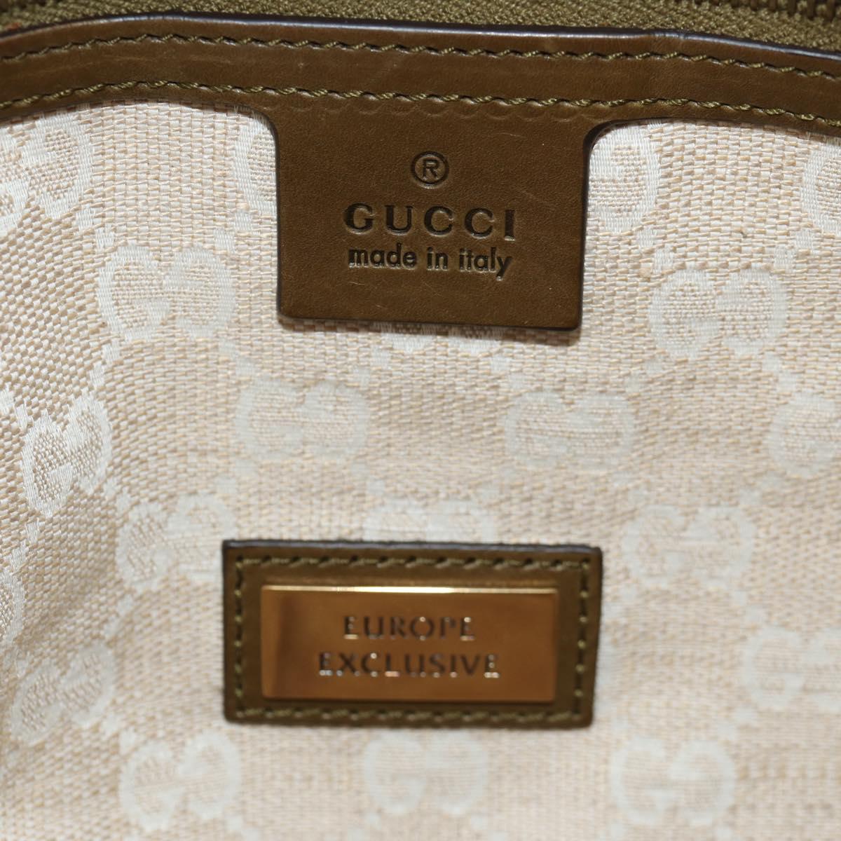 GUCCI Horsebit Shoulder Bag Leather Khaki Auth ep11163