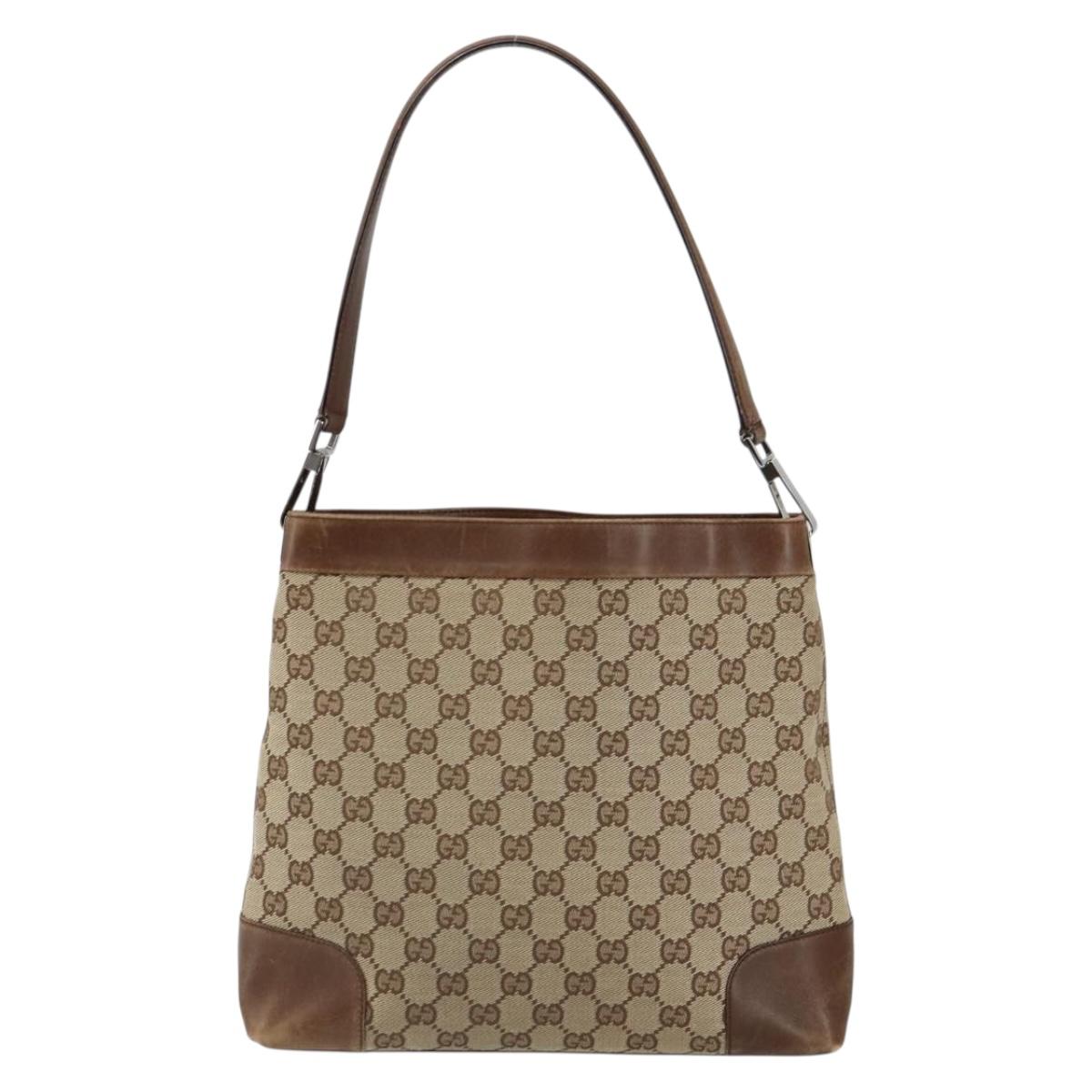 GUCCI GG Canvas Shoulder Bag Beige Brown Auth ep11167