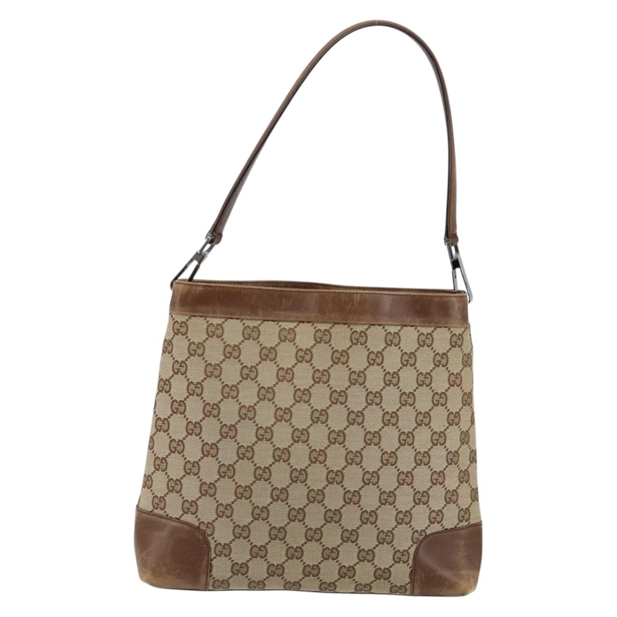 GUCCI GG Canvas Shoulder Bag Beige Brown Auth ep11167