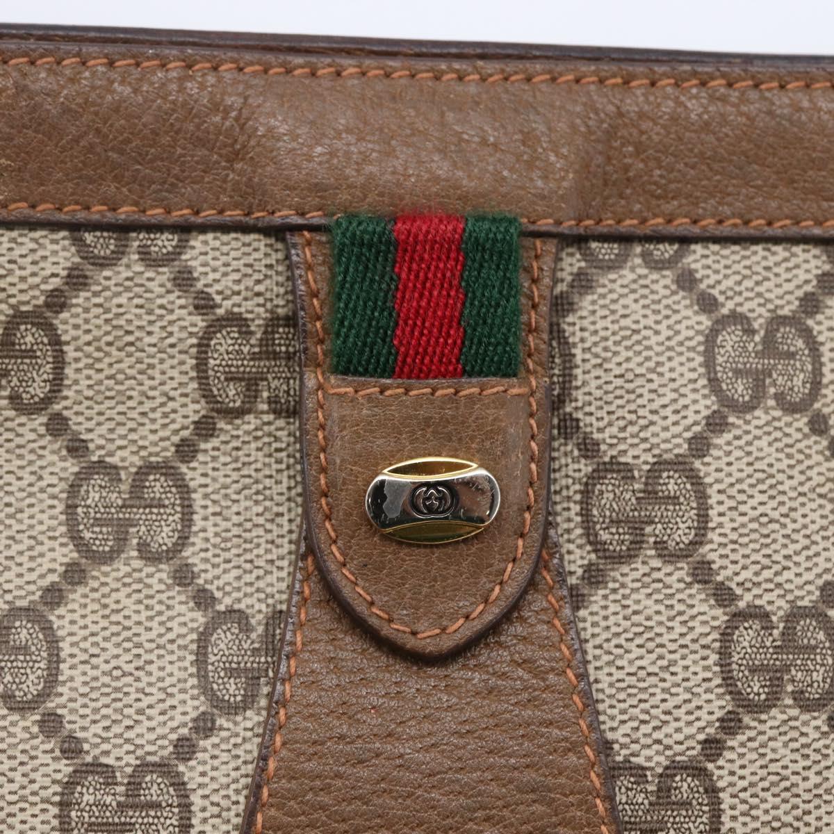 GUCCI GG Supreme Web Sherry Line Bag PVC Beige Gold 89 01 032 Auth ep11168