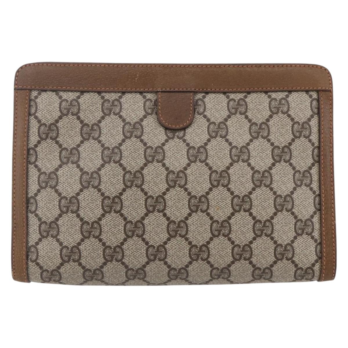 GUCCI GG Supreme Web Sherry Line Bag PVC Beige Gold 89 01 032 Auth ep11168