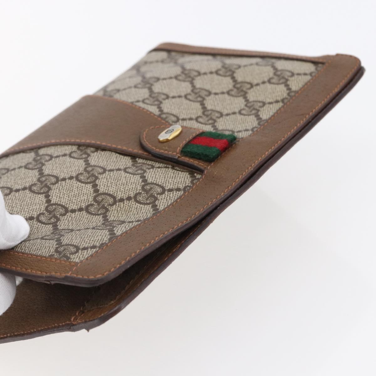 GUCCI GG Supreme Web Sherry Line Bag PVC Beige Gold 89 01 032 Auth ep11168