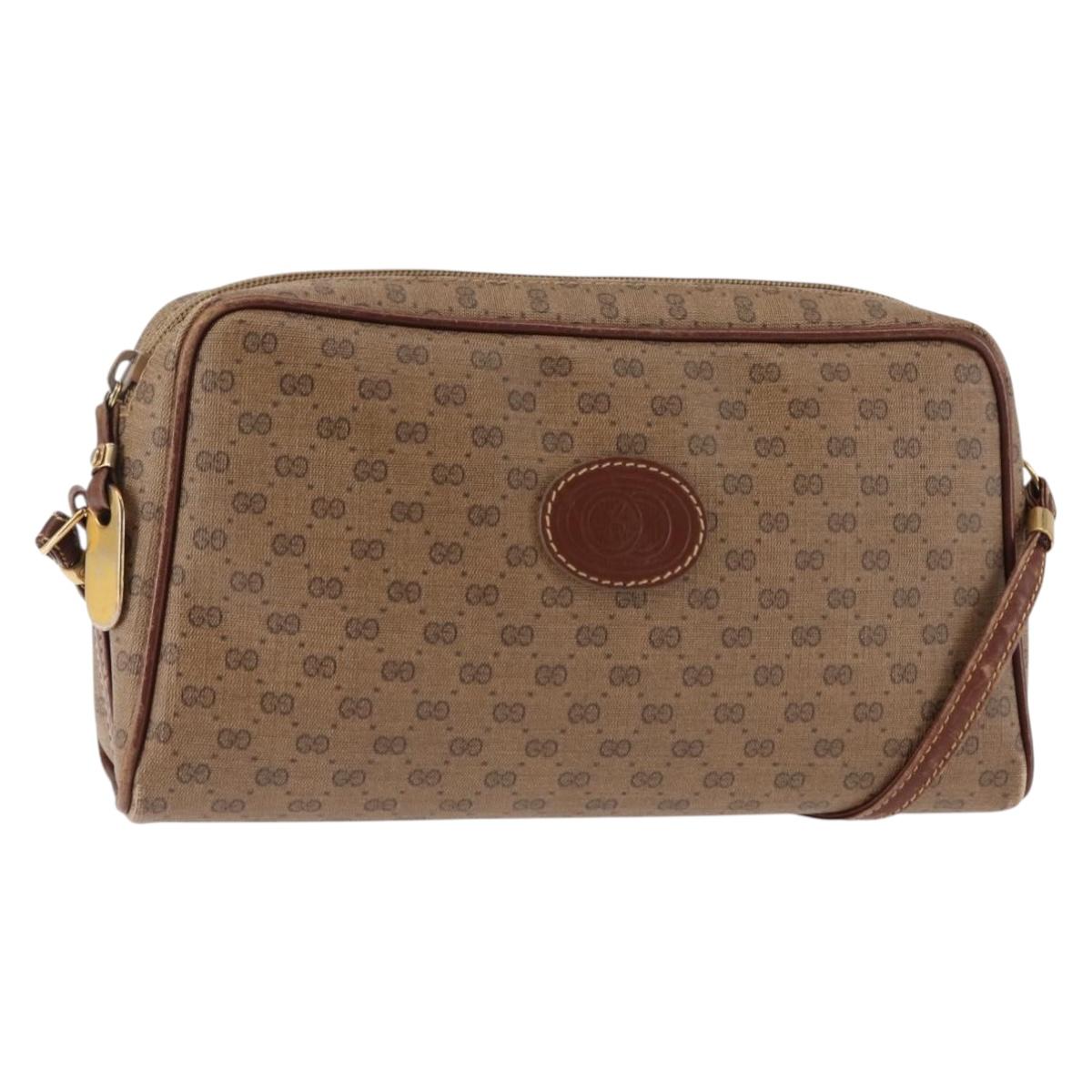 GUCCI Micro GG Supreme Shoulder Bag PVC Beige Gold Auth ep11169