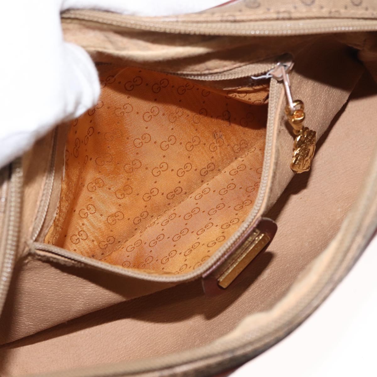 GUCCI Micro GG Supreme Shoulder Bag PVC Beige Gold Auth ep11169