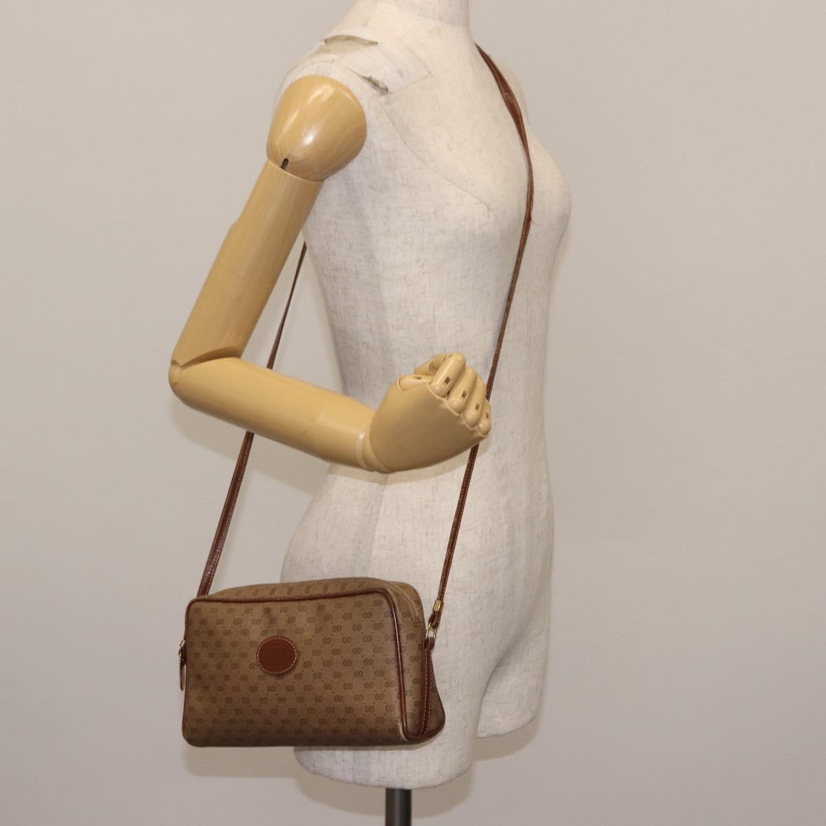 GUCCI Micro GG Supreme Shoulder Bag PVC Beige Gold Auth ep11169