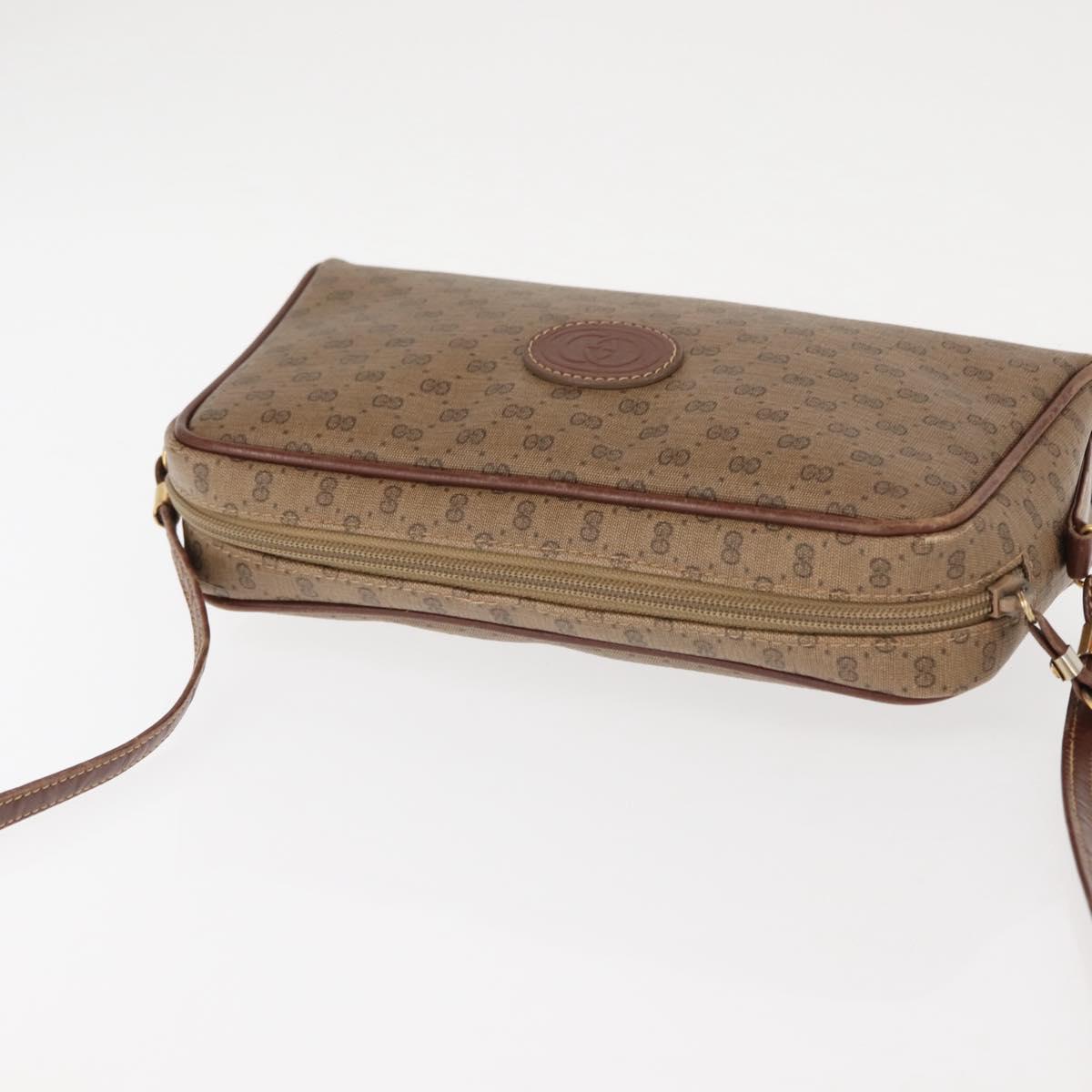 GUCCI Micro GG Supreme Shoulder Bag PVC Beige Gold Auth ep11169