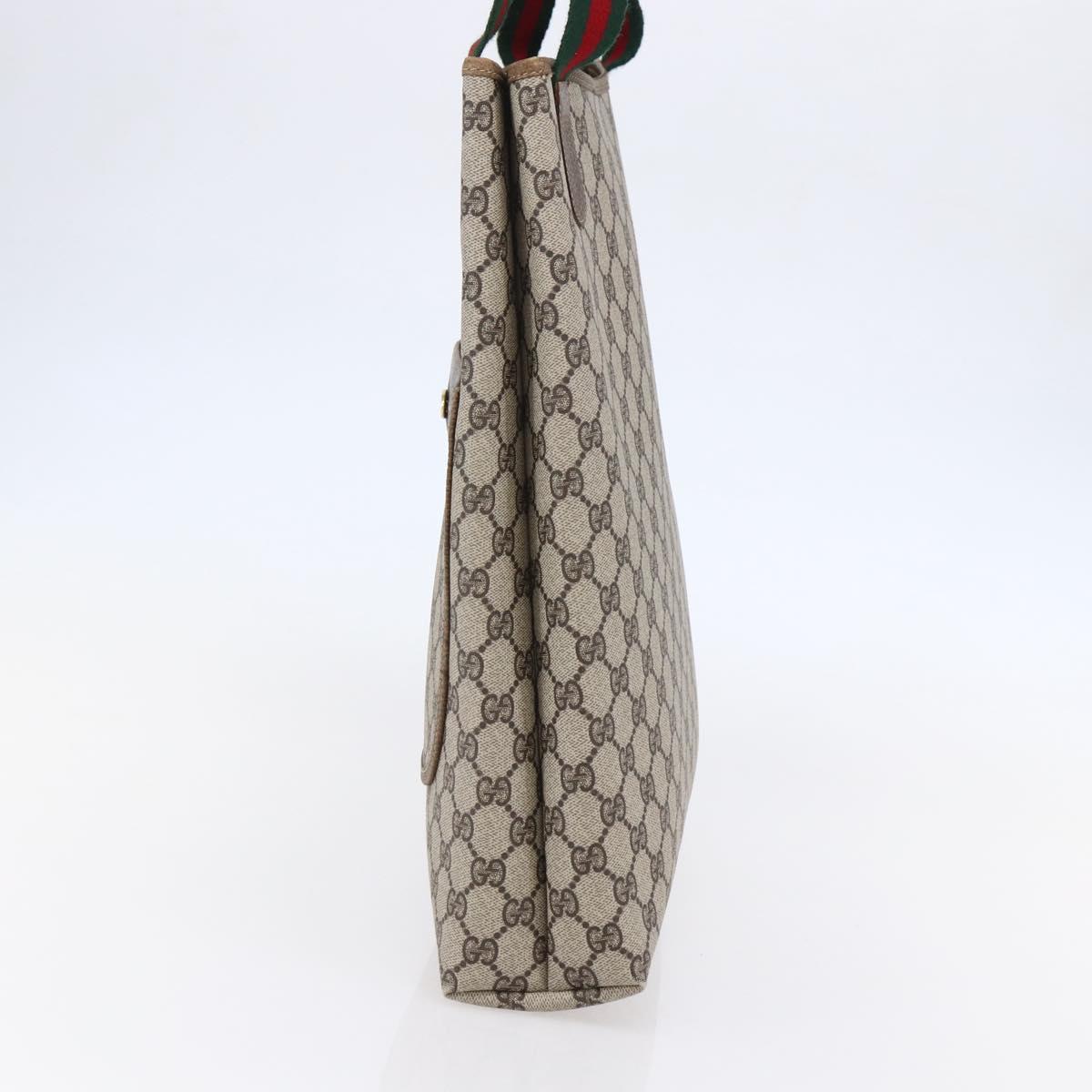 GUCCI GG Supreme Web Sherry Line Tote Bag PVC Beige 37 02 2140 Auth ep11172