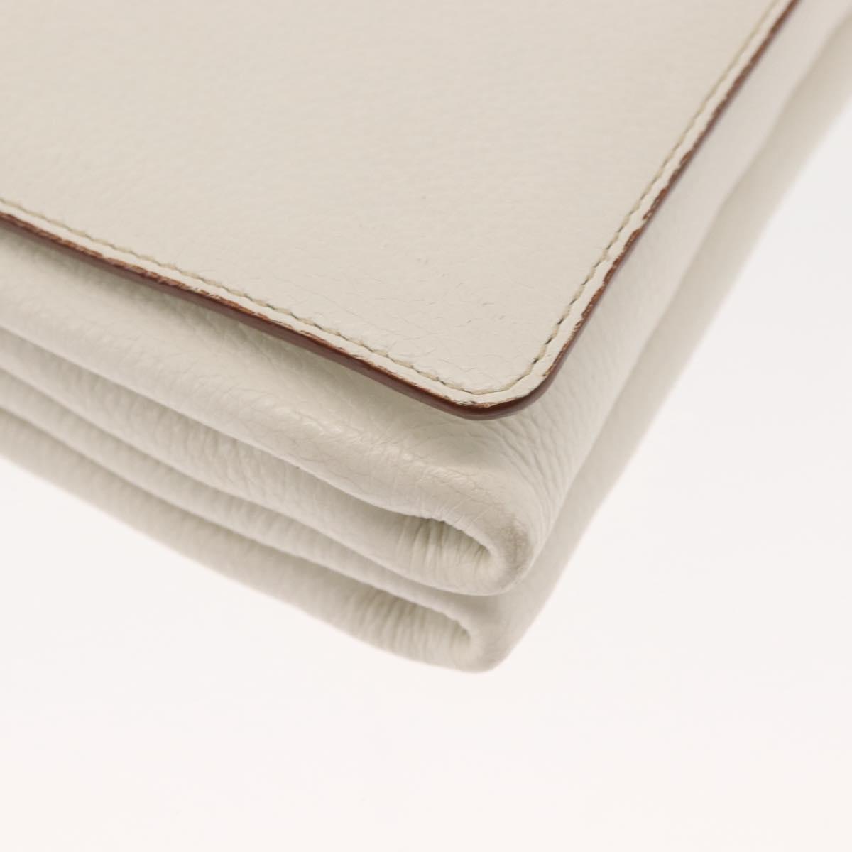 PRADA Shoulder Bag Leather White Gold Auth ep11182