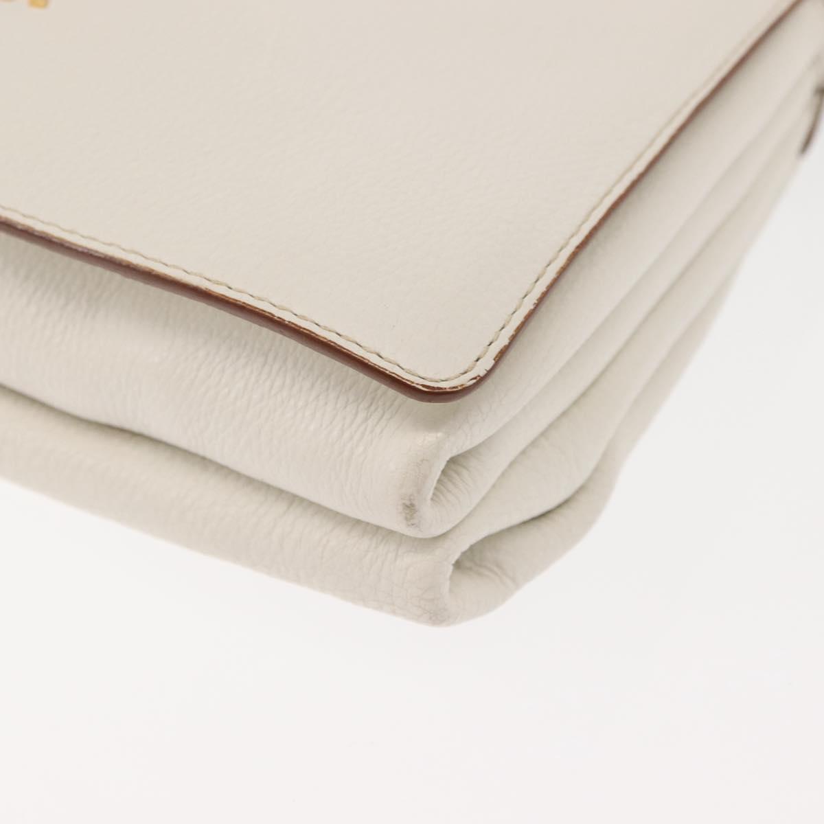 PRADA Shoulder Bag Leather White Gold Auth ep11182