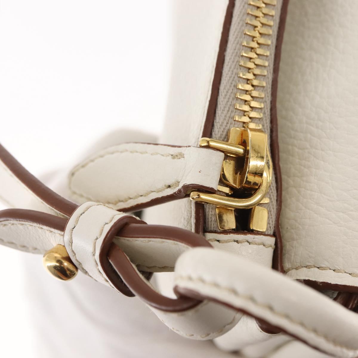 PRADA Shoulder Bag Leather White Gold Auth ep11182