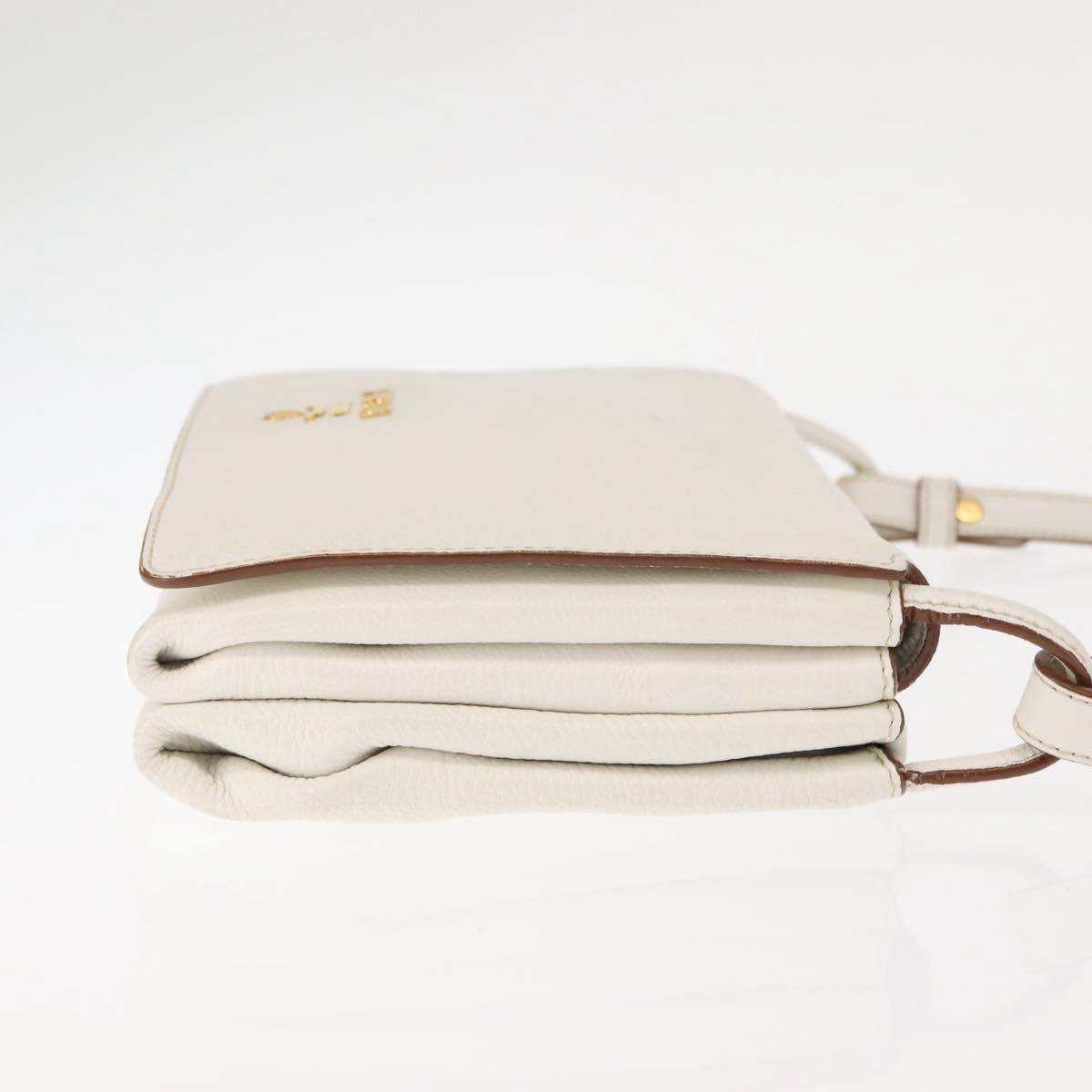 PRADA Shoulder Bag Leather White Gold Auth ep11182
