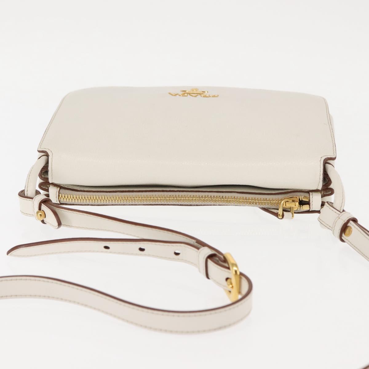 PRADA Shoulder Bag Leather White Gold Auth ep11182