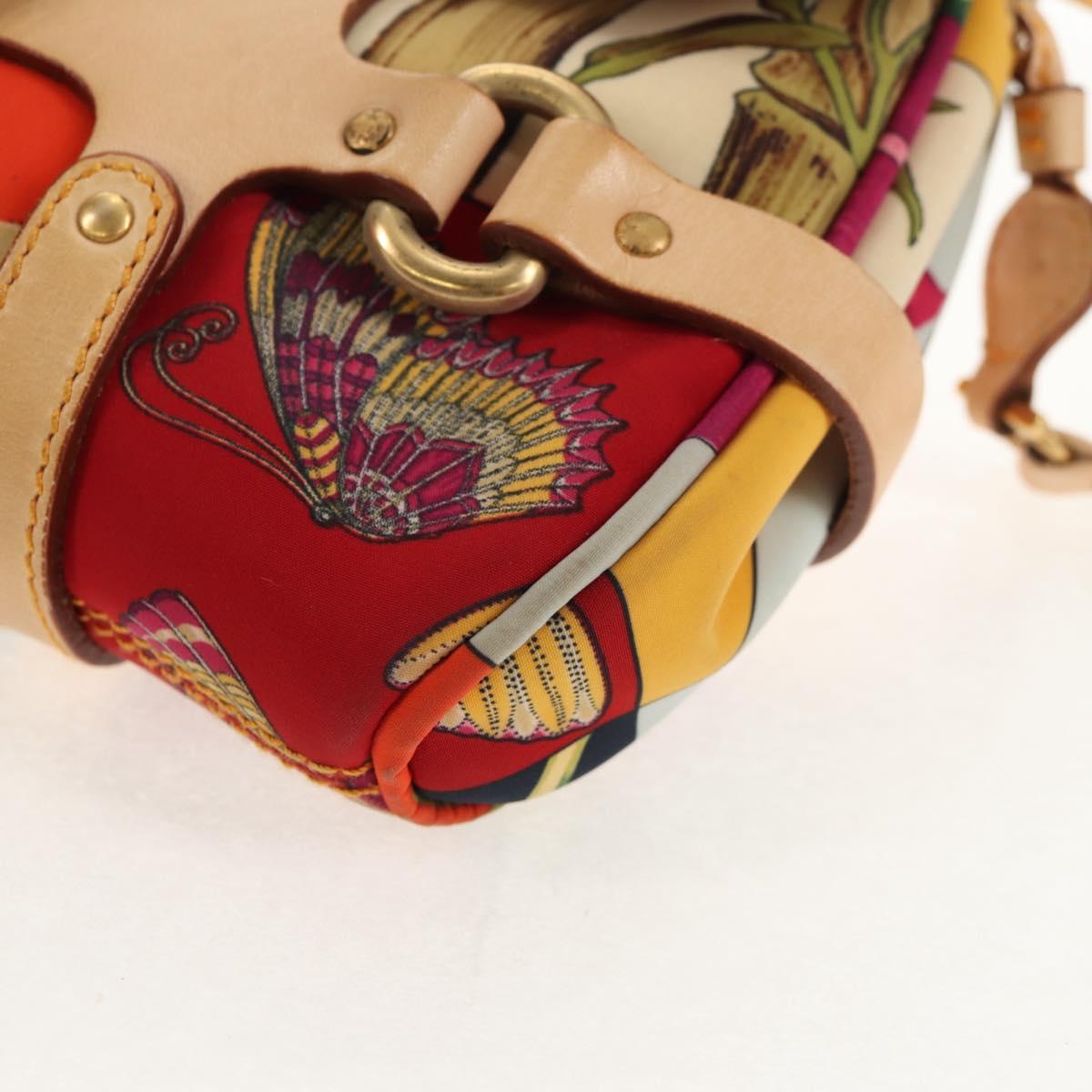 Salvatore Ferragamo Animal Pattern Shoulder Bag Nylon Leather Beige Auth ep11184