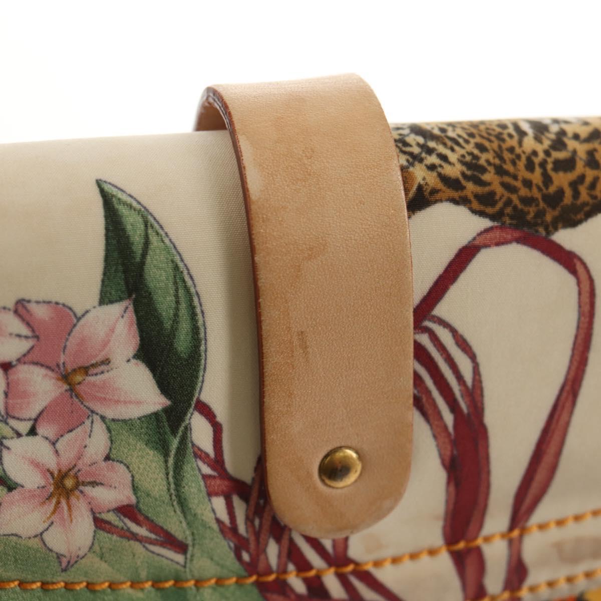 Salvatore Ferragamo Animal Pattern Shoulder Bag Nylon Leather Beige Auth ep11184