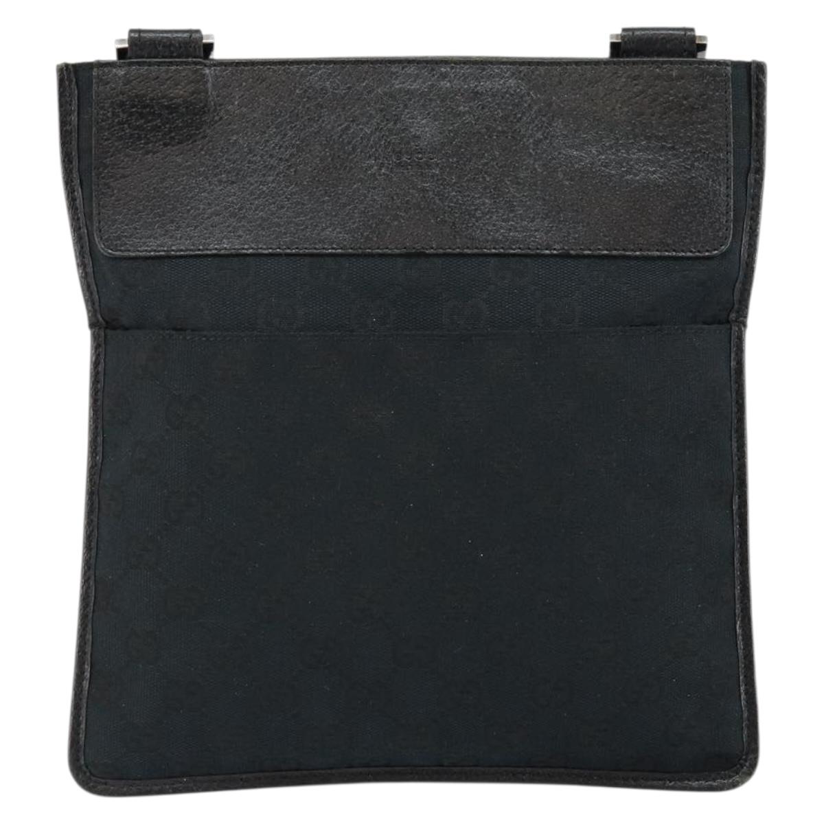 GUCCI GG Canvas Shoulder Bag Black Silver 27639 Auth ep11186