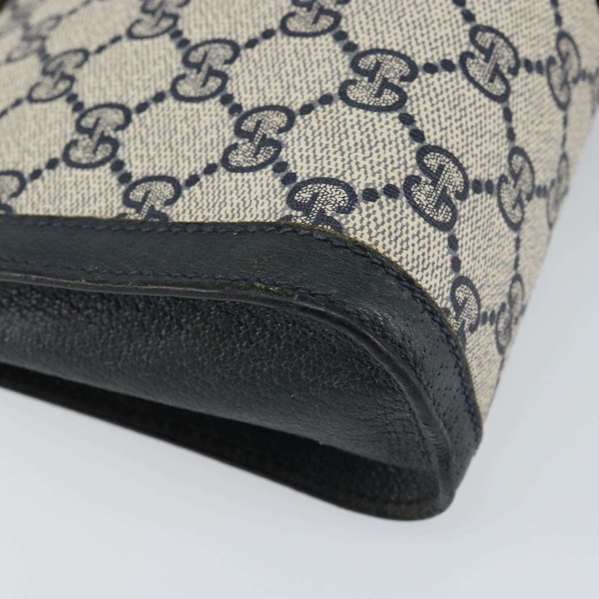 GUCCI GG Supreme Sherry Line Clutch Bag PVC Navy Fuchsia 89 01 001 Auth ep11187