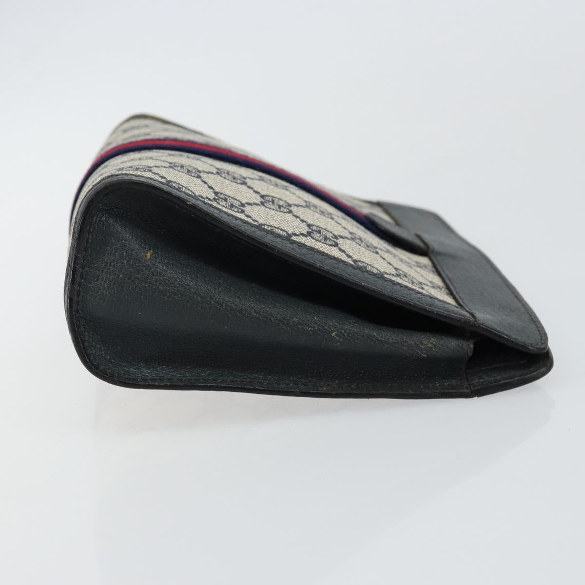 GUCCI GG Supreme Sherry Line Clutch Bag PVC Navy Fuchsia 89 01 001 Auth ep11187