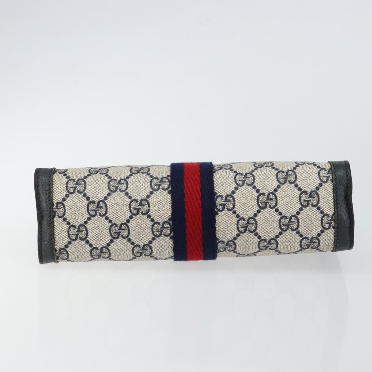 GUCCI GG Supreme Sherry Line Clutch Bag PVC Navy Fuchsia 89 01 001 Auth ep11187