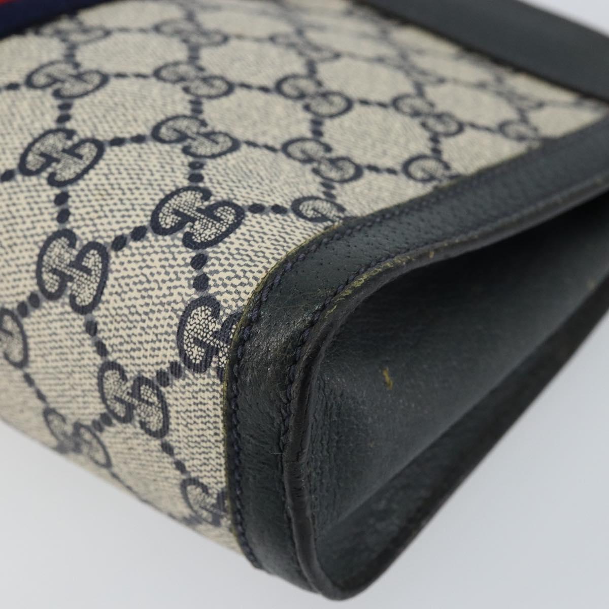 GUCCI GG Supreme Sherry Line Clutch Bag PVC Navy Fuchsia 89 01 001 Auth ep11187