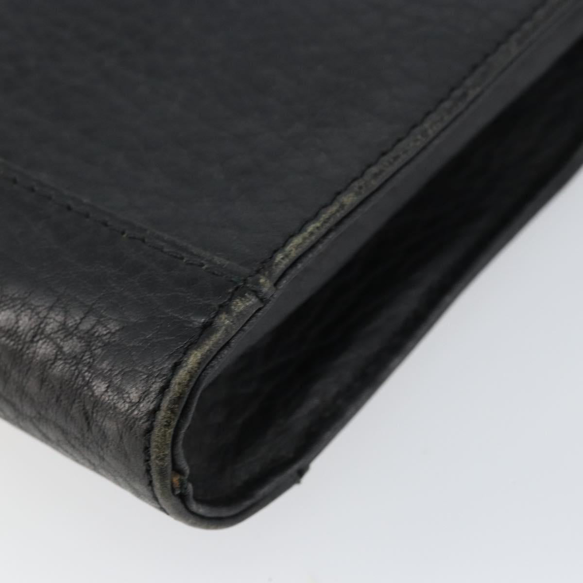 Burberrys Clutch Bag Leather Black Auth ep11188