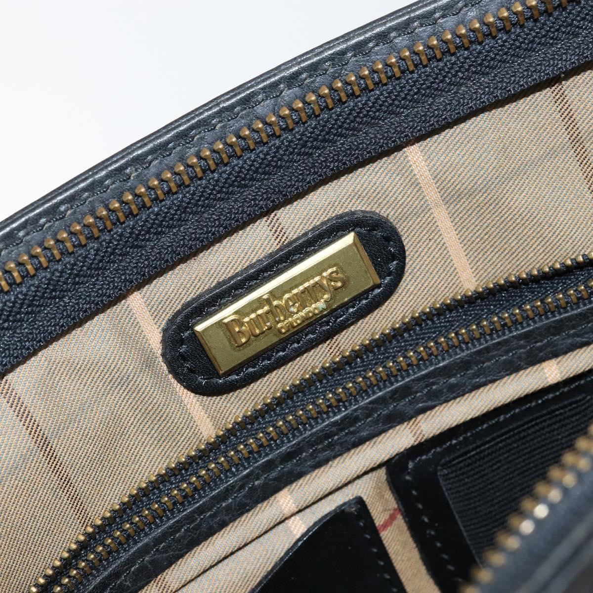 Burberrys Clutch Bag Leather Black Auth ep11188