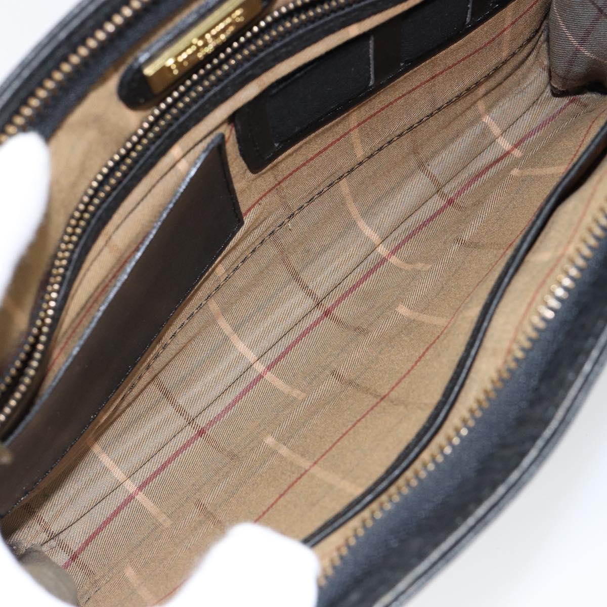 Burberrys Clutch Bag Leather Black Auth ep11188
