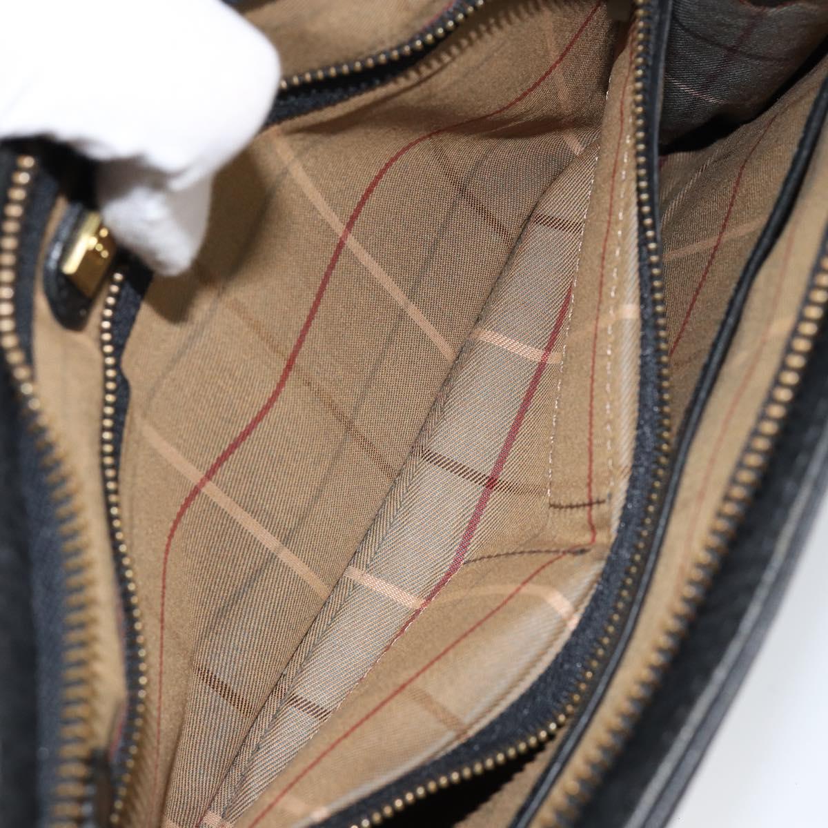 Burberrys Clutch Bag Leather Black Auth ep11188