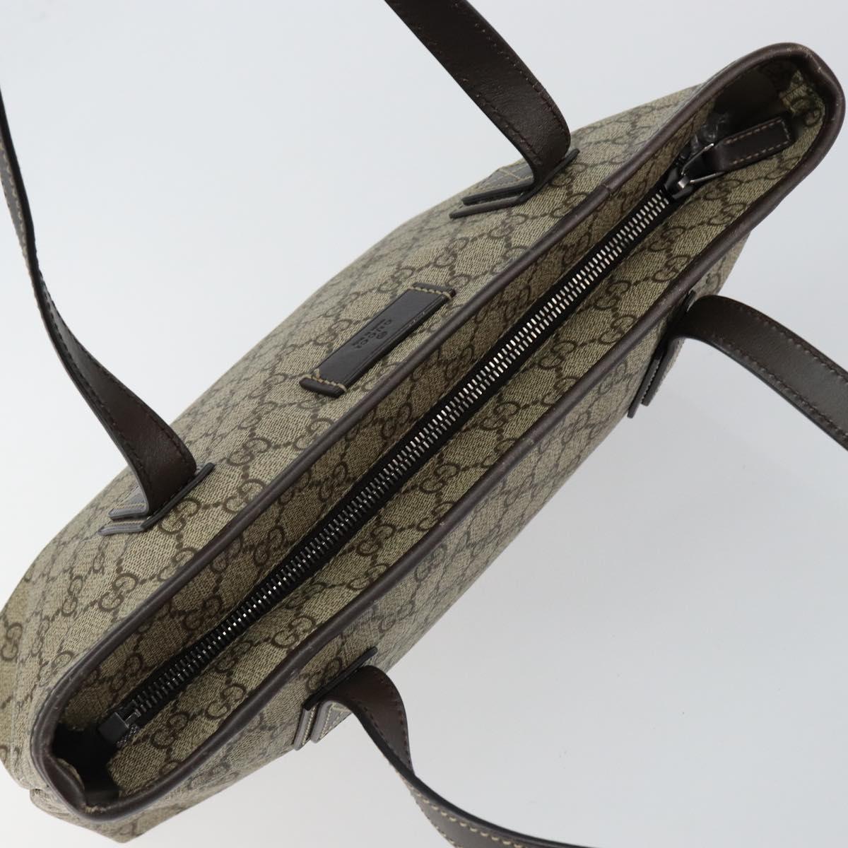 GUCCI GG Supreme Tote Bag PVC Leather Beige Auth ep11190