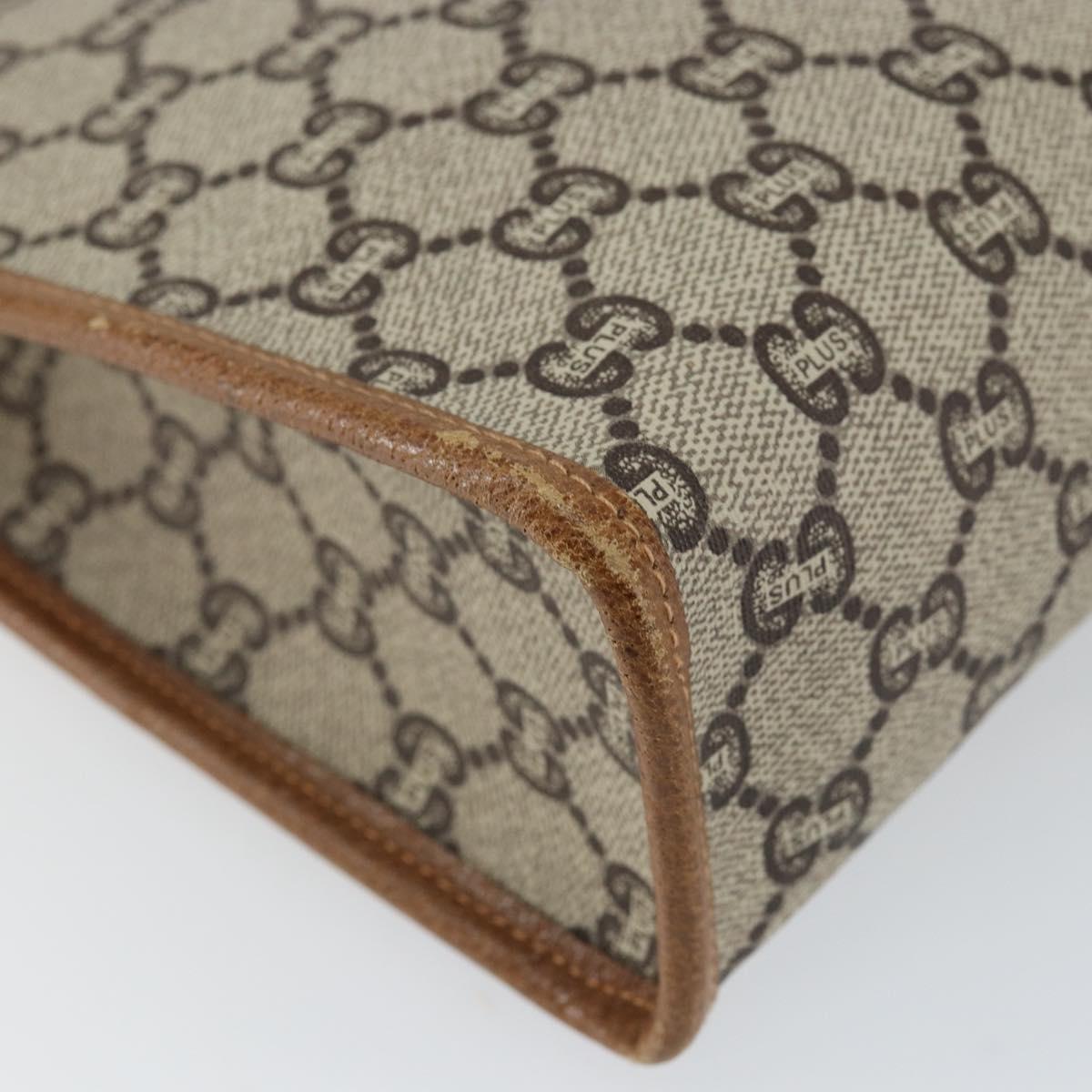 GUCCI GG Plus Supreme Clutch Bag PVC Beige Gold Auth ep11196