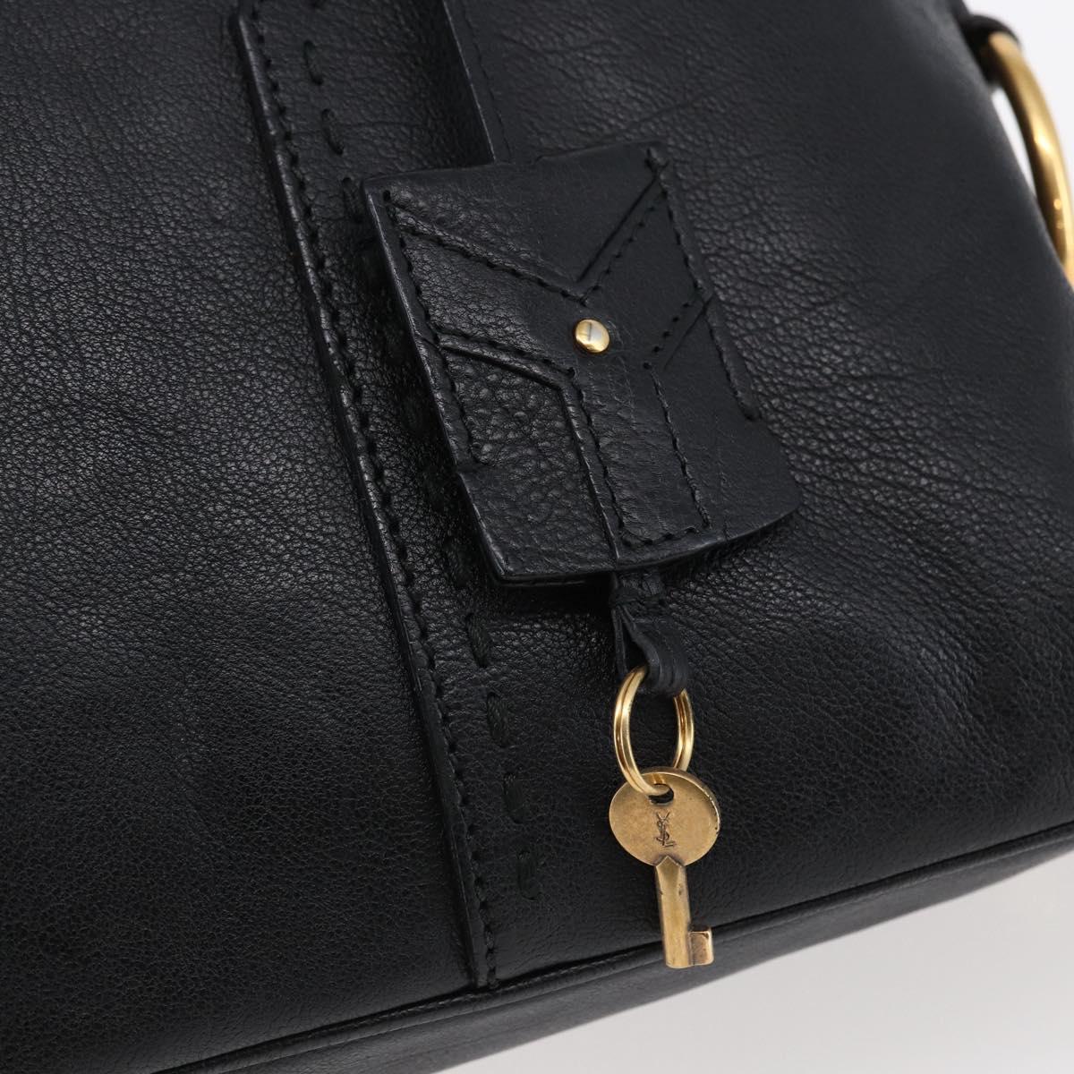 SAINT LAURENT Muse Hand Bag Leather Black Gold 156465 Auth ep11198