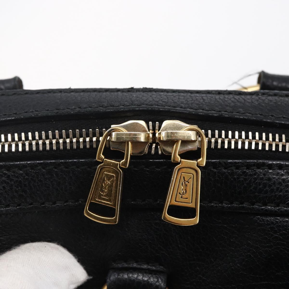 SAINT LAURENT Muse Hand Bag Leather Black Gold 156465 Auth ep11198