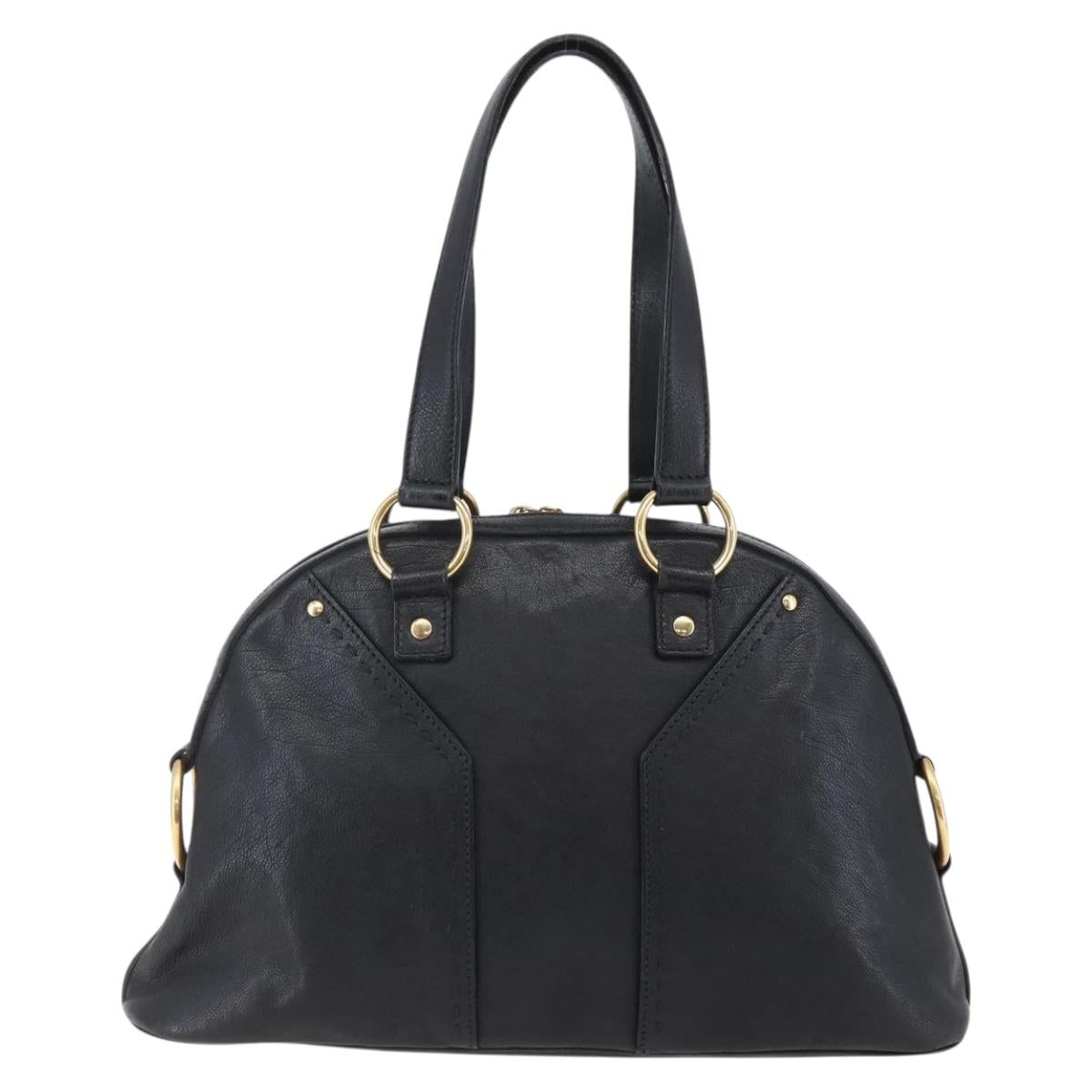 SAINT LAURENT Muse Hand Bag Leather Black Gold 156465 Auth ep11198