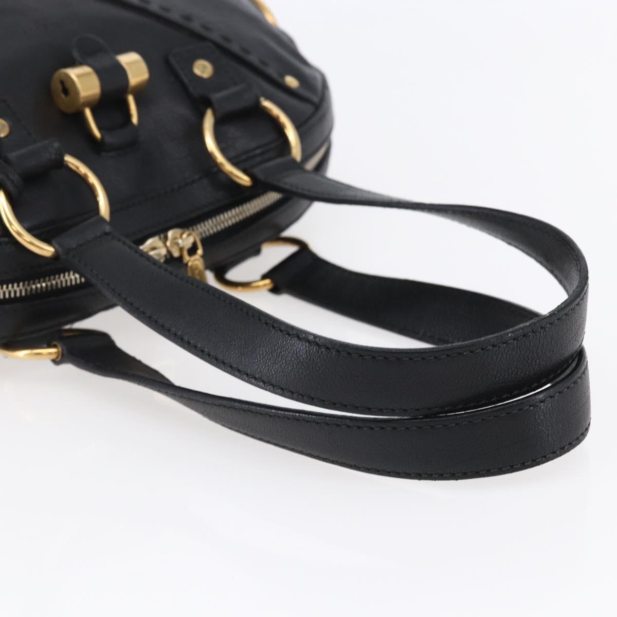 SAINT LAURENT Muse Hand Bag Leather Black Gold 156465 Auth ep11198