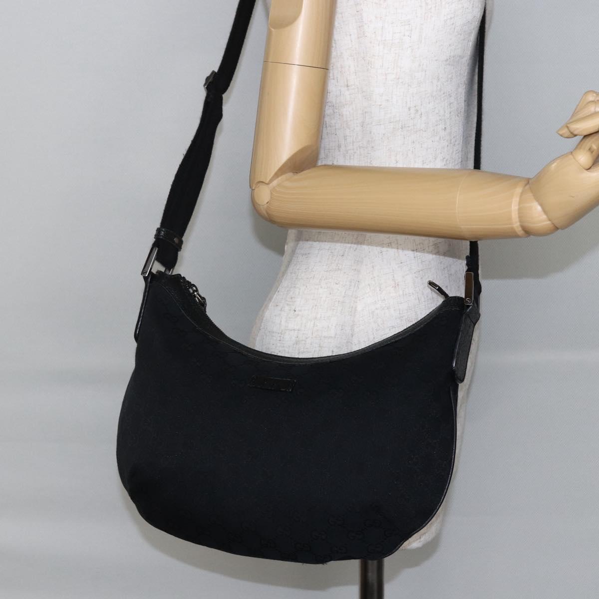 GUCCI GG Canvas Shoulder Bag Black Silver 181092 Auth ep11202