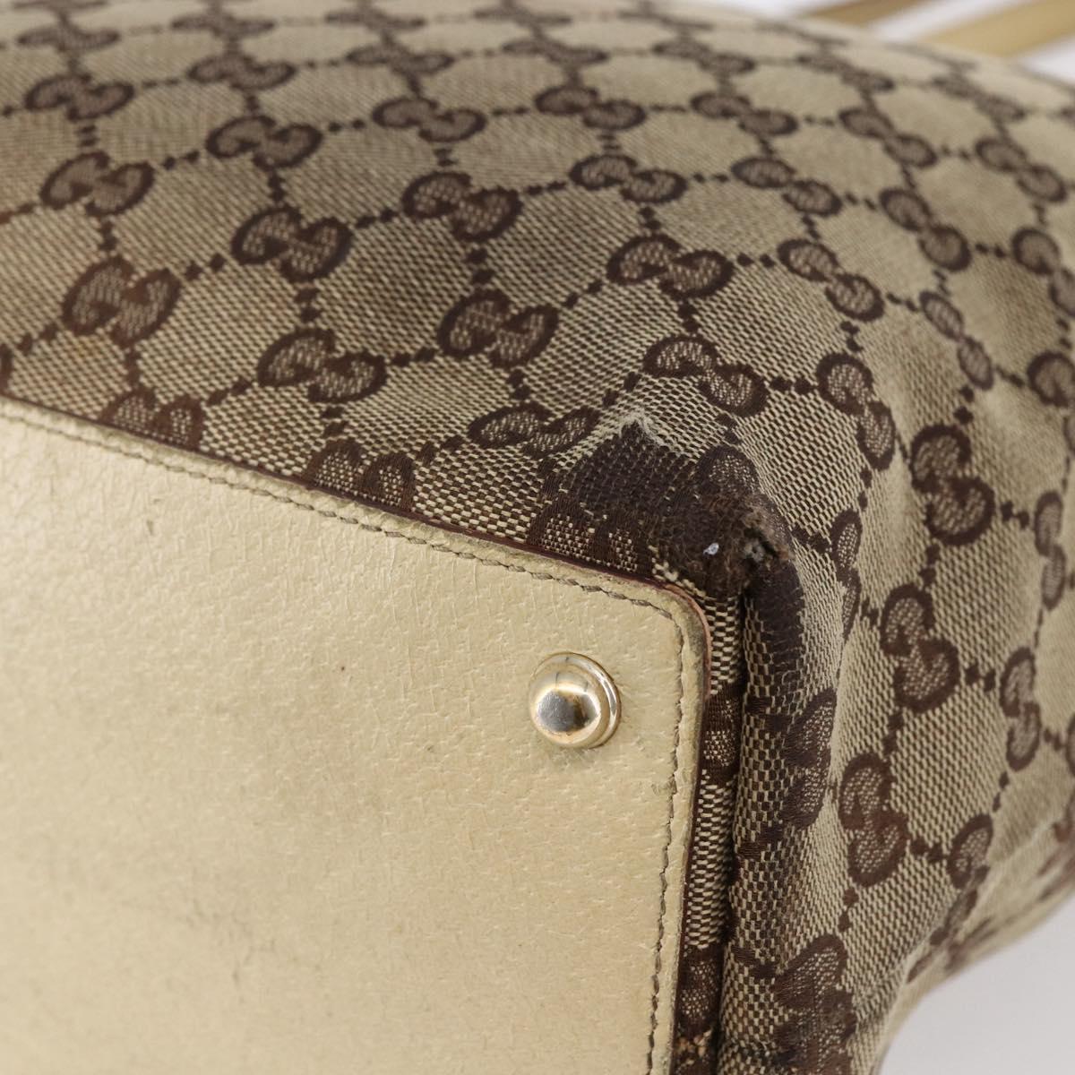 GUCCI GG Canvas Tote Bag Beige Gold 120836 Auth ep11204