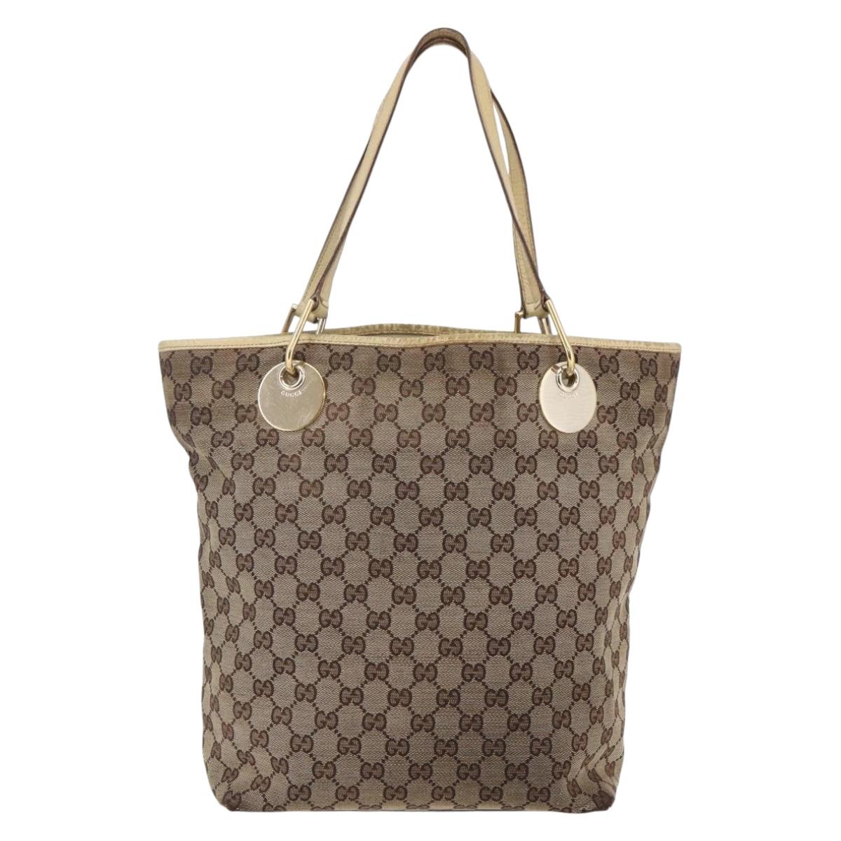 GUCCI GG Canvas Tote Bag Beige Gold 120836 Auth ep11204