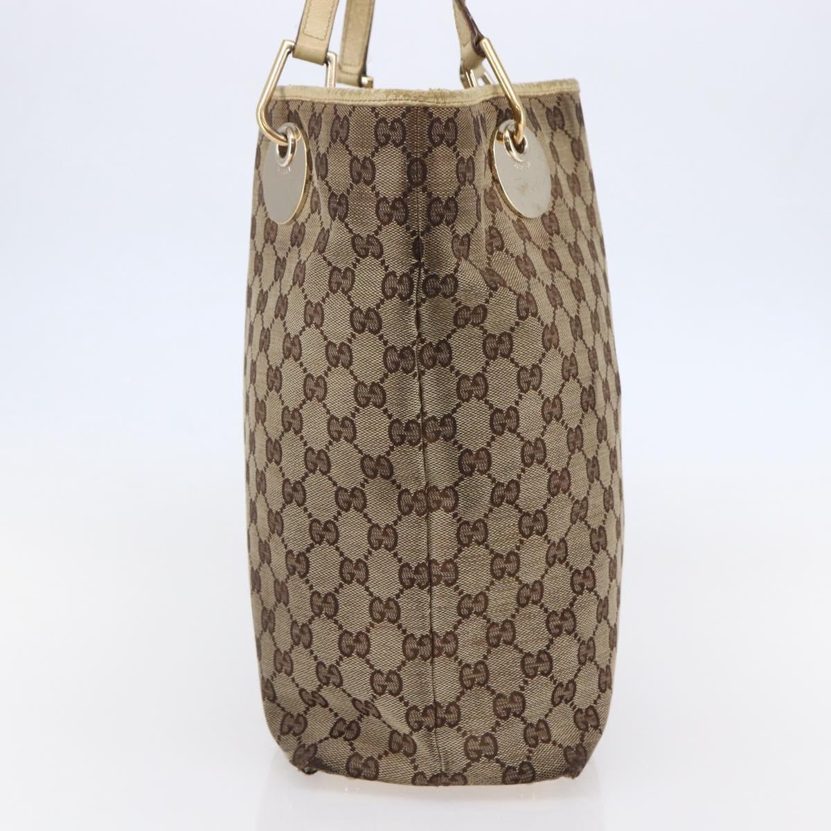 GUCCI GG Canvas Tote Bag Beige Gold 120836 Auth ep11204