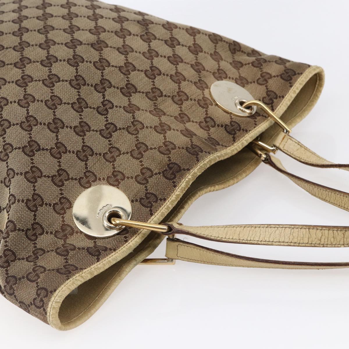 GUCCI GG Canvas Tote Bag Beige Gold 120836 Auth ep11204