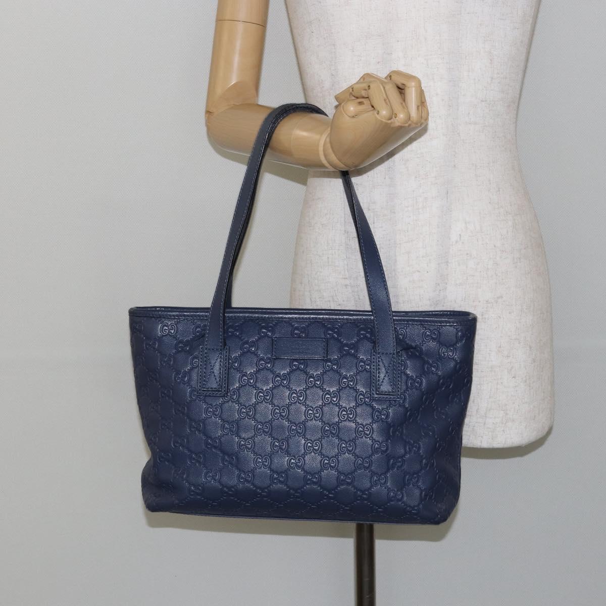 GUCCI Guccissima GG Tote Bag Leather Blue Auth ep11205