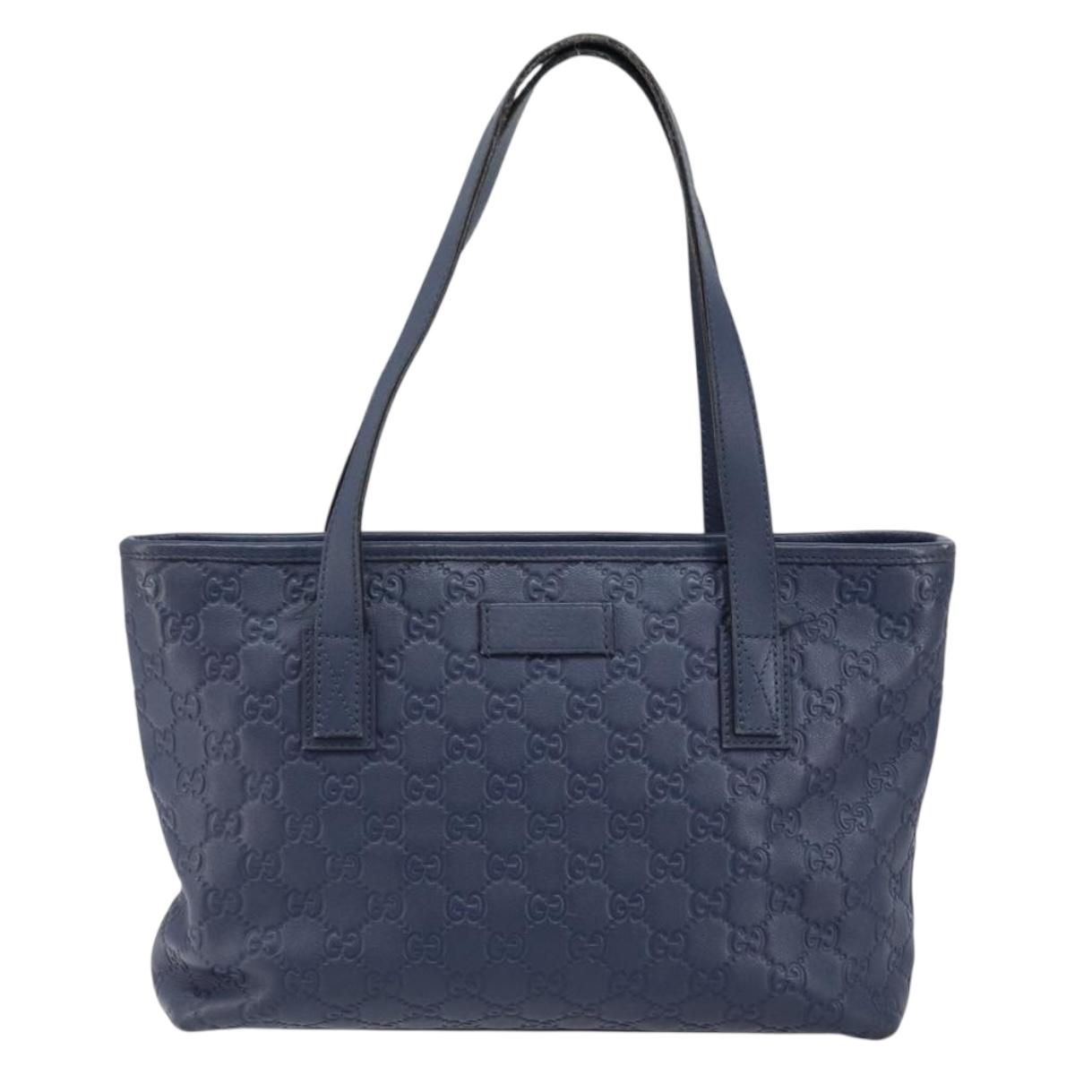 GUCCI Guccissima GG Tote Bag Leather Blue Auth ep11205