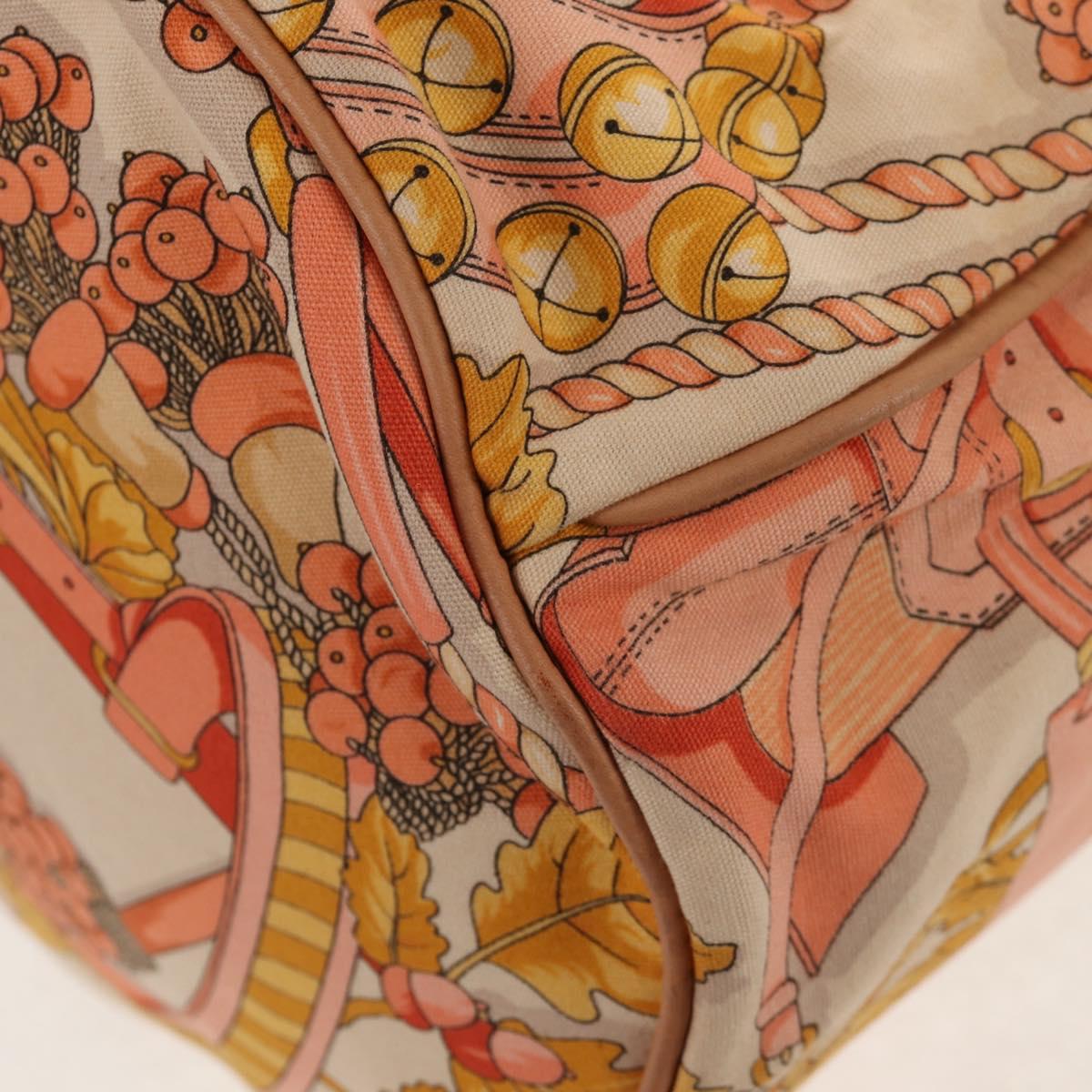 LOEWE Shoulder Bag Canvas Leather Beige Pink yellow Auth ep11209