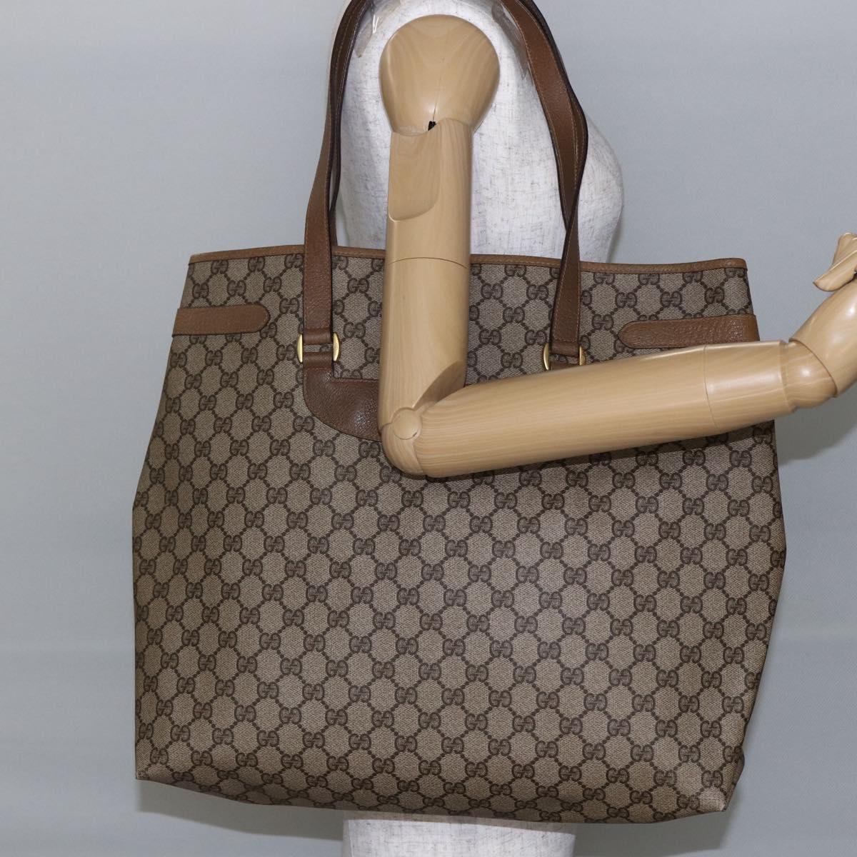 GUCCI GG Supreme Tote Bag PVC Beige Gold 39 02 061 Auth ep11212
