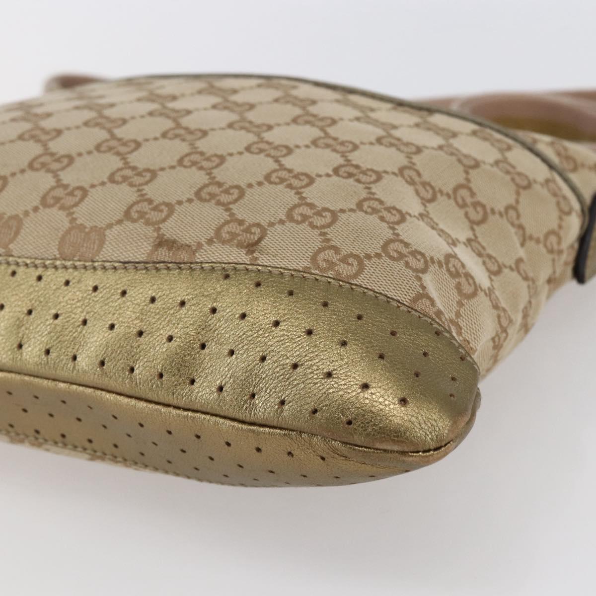 GUCCI GG Canvas Shoulder Bag Beige Gold 145857 Auth ep11216