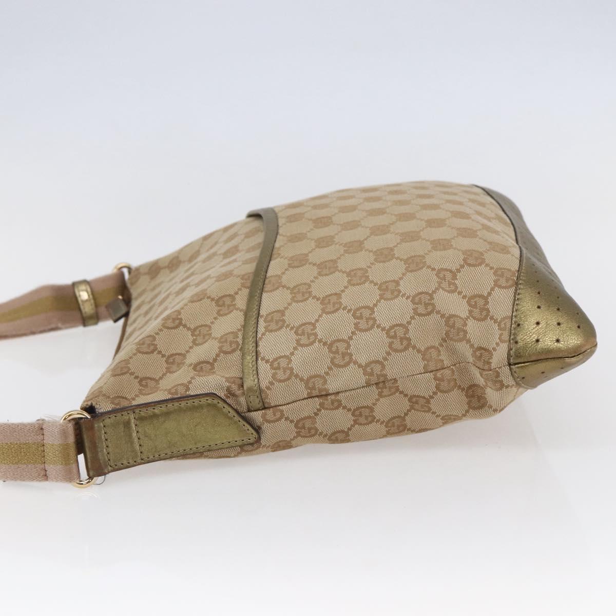 GUCCI GG Canvas Shoulder Bag Beige Gold 145857 Auth ep11216
